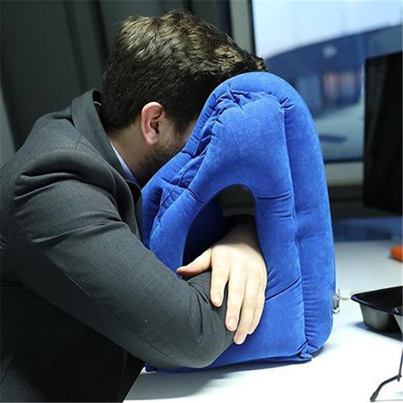 Inflatable Travel Sleeping Bag Portable Cushion Neck Pillow for Men