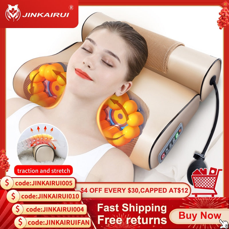 Jinkairui Neck Massage Pillow Electrical Cervical Traction Massager