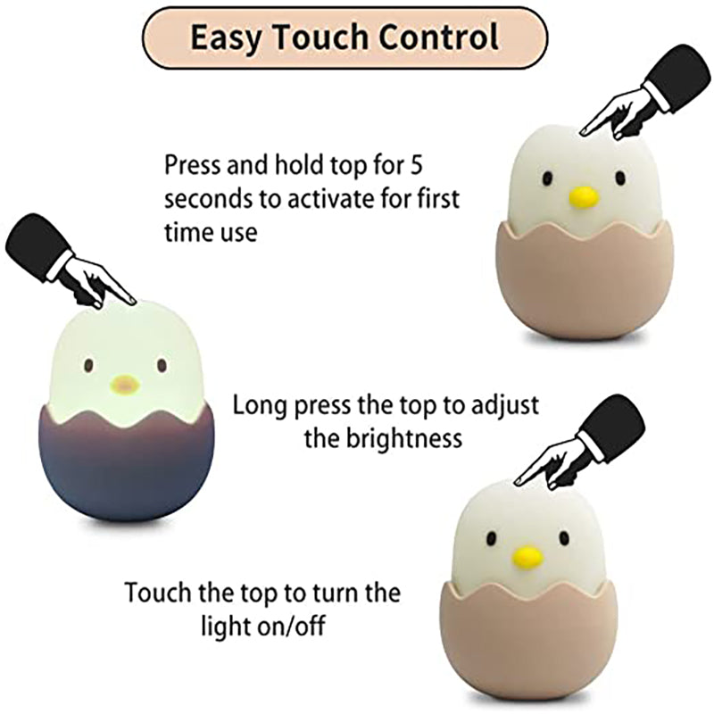 Led Children Touch Night Light Soft Silicone USB Rechargeable Bedroom