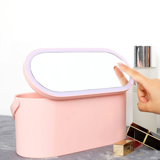 Storage Box Makeup Mirror Portable Led - Makeup Organizer Box Light