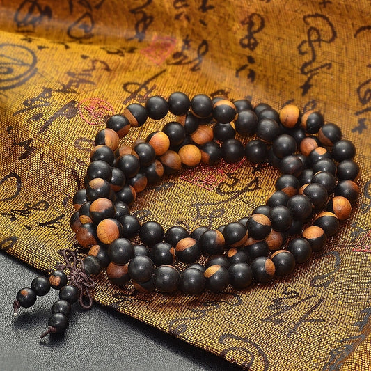 Multilayer 108 Wood Prayer Beads Bracelet Tibetan Buddhist Mala Buddha