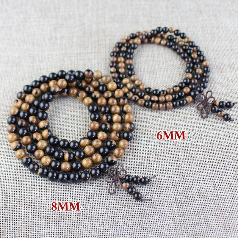 Multilayer 108 Wood Prayer Beads Bracelet Tibetan Buddhist Mala Buddha