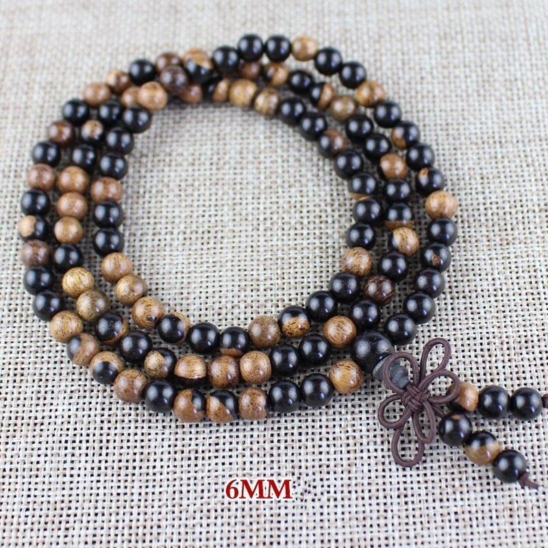 Multilayer 108 Wood Prayer Beads Bracelet Tibetan Buddhist Mala Buddha