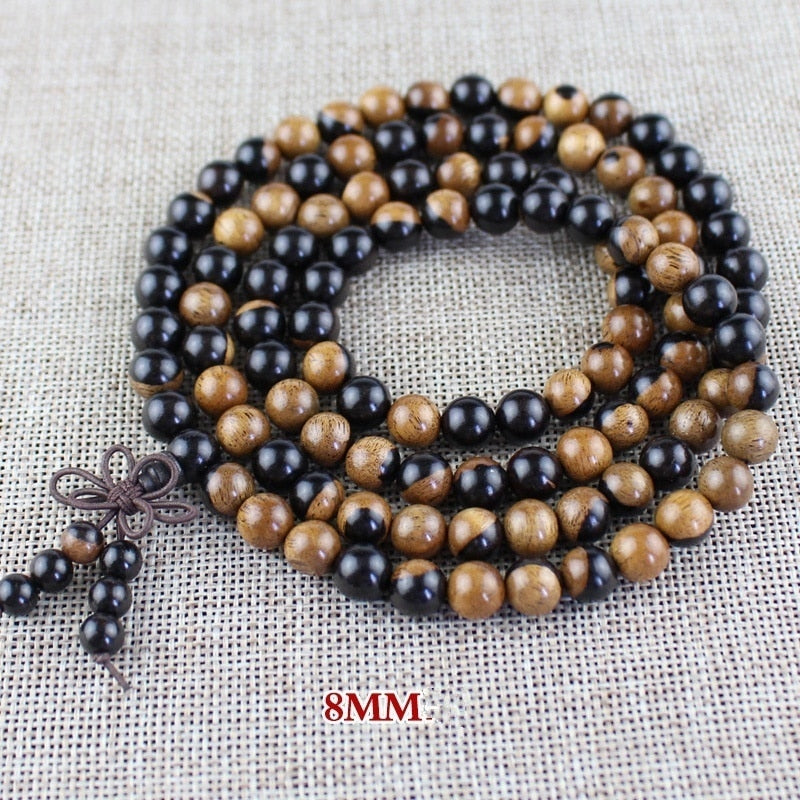 Multilayer 108 Wood Prayer Beads Bracelet Tibetan Buddhist Mala Buddha