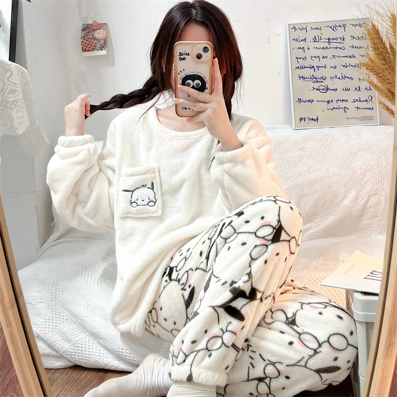 Crayon Xiaoxin Young Adult Thick Coral Fleece Casual Pajamas