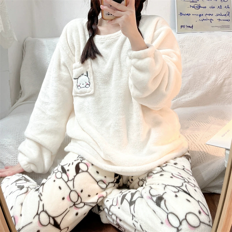 Crayon Xiaoxin Young Adult Thick Coral Fleece Casual Pajamas