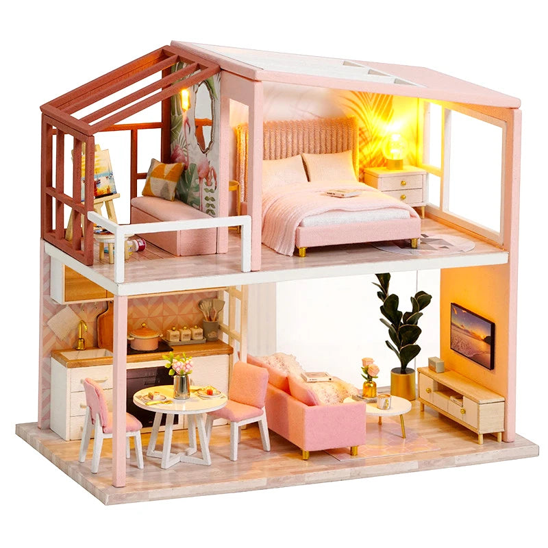 CUTEBEE Doll House Miniature DIY Dollhouse With Furnitures Wooden House Casa Diorama Toys For Children Birthday Gift Z007