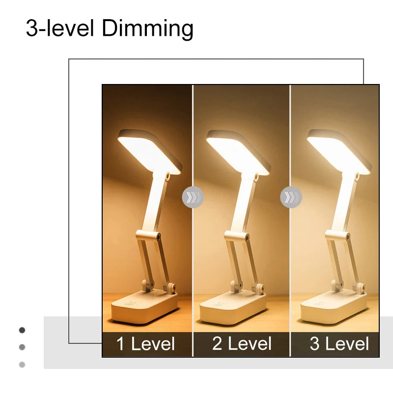 Foldable table lamp for Students Stepless dimming 1200mAh Rechargeable Battery Reading Desk Lamp Lamps Table Dorm LZD0001