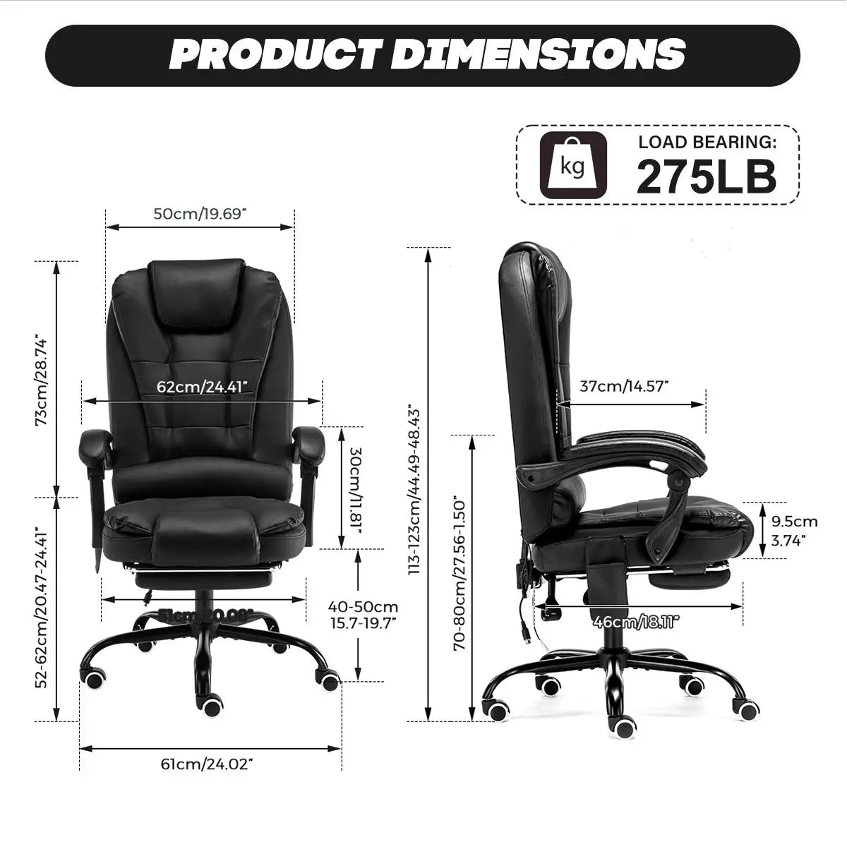 7 Point Massage Gaming Chair Office Chair Executive Chair Desk PVC Chair Swivel Chair Ergonomic Adjustable with Remote Control