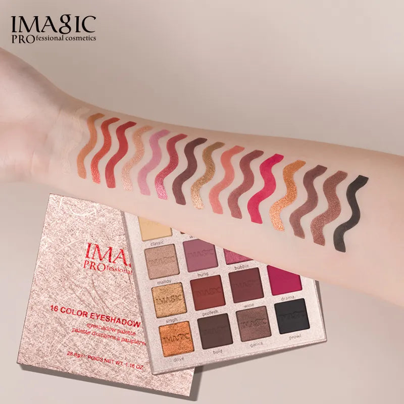 IMAGIC New Arrival Charming Eyeshadow 16 Color Makeup Palette Matte Shimmer  Pigmented Eye Shadow Powder