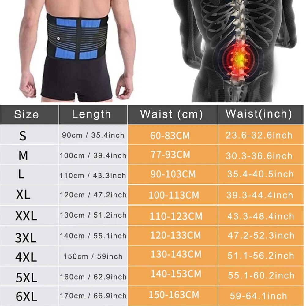 Tcare Lumbar Back Brace Support Belt - Lower Back Pain Relief Massage Band for Herniated Disc Sciatica and Scoliosis for Unisex