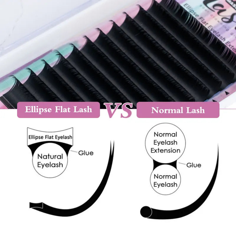 MASSCAKU ellipse flat lashes soft Split-tips fake eyelash extension individual eyelashes nature flat ellipse eyelashes supplies