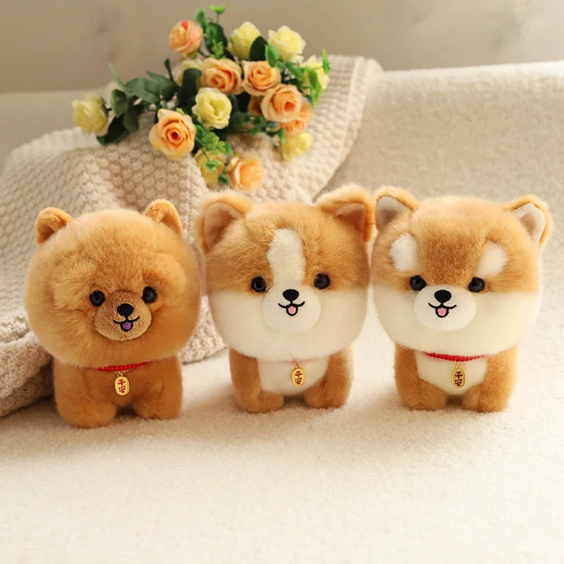 Adorbale Furry Plush Corgi Dog Plush Toy Stuffed Big Head Kawaii Lifelike Animal Shiba inu ChowChow Yorkshire Bichon Husky Doll