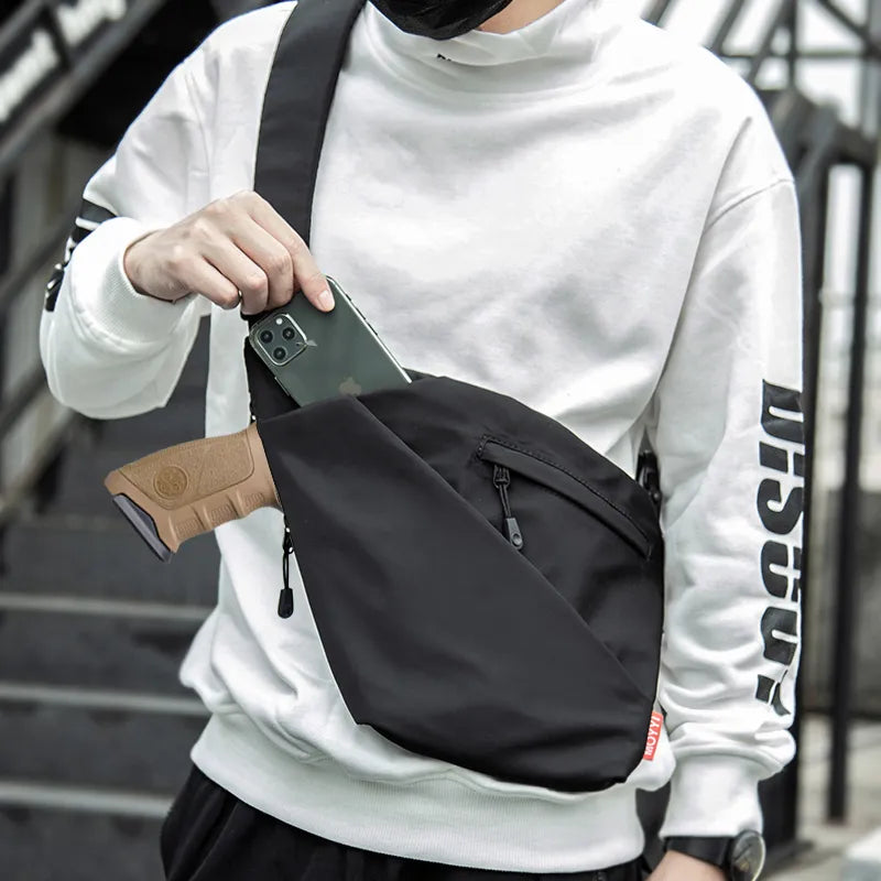 Pistol Gun Bag Men's Ultra-thin Chest Personal Messenger Bag Anti-theft Multi-function Shoulder Crossbody Bag Rich Compartment