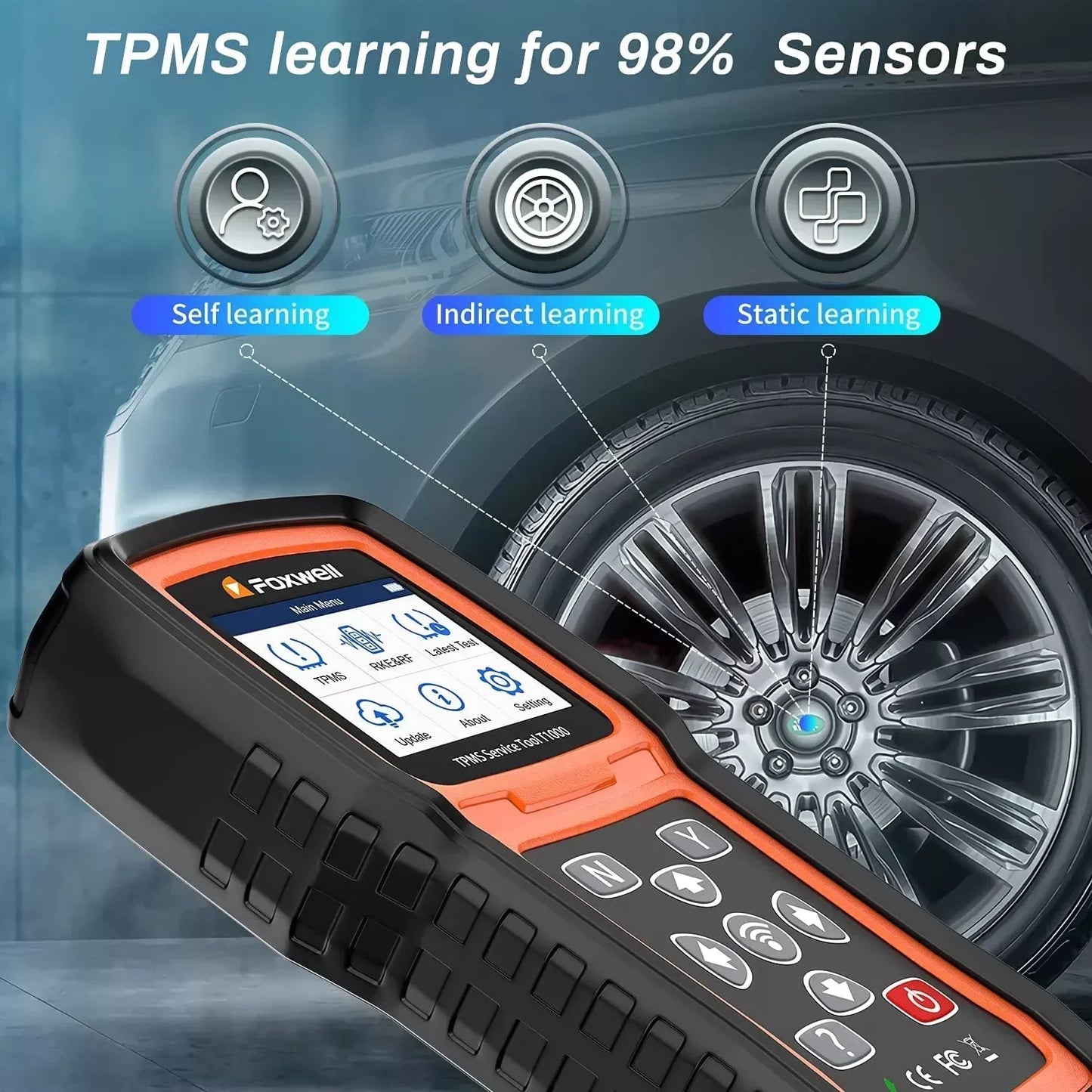 Foxwell T1000 TPMS Tool TPMS Sensors Programming Activate Check RF Key FOB Tire Pressure Monitoring System Auto Tester PK TS601