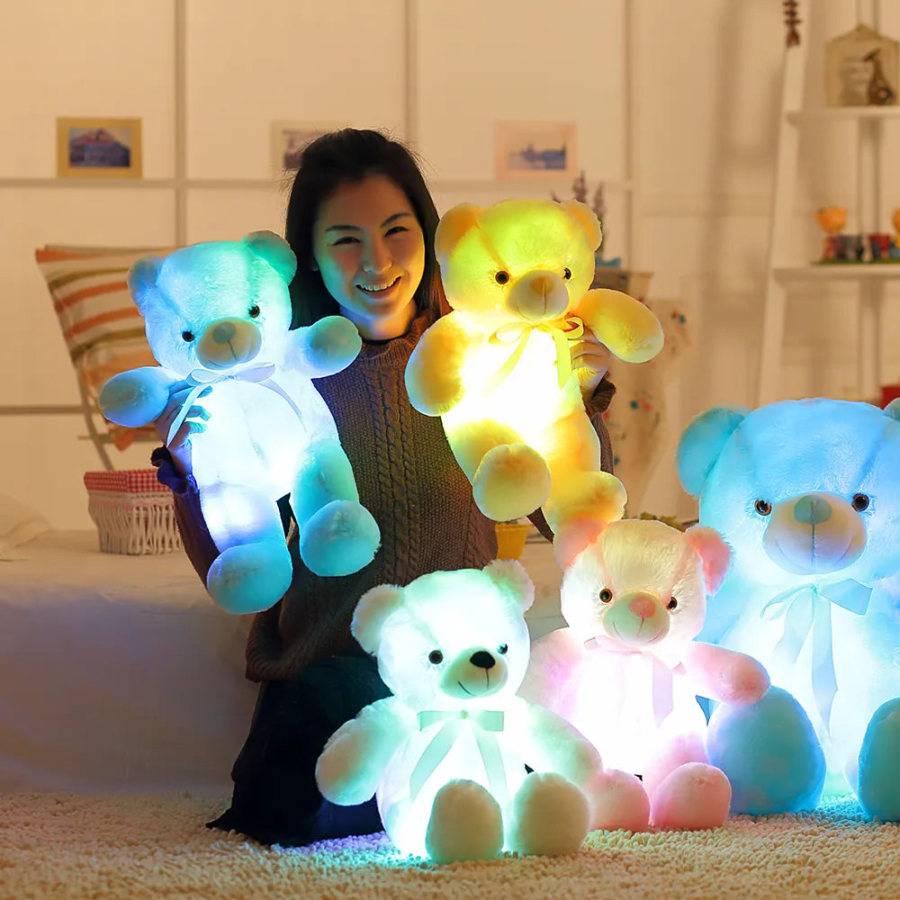 32-50cm Luminous Creative Light Up LED Teddy Bear Stuffed Animals Plush Toy Colorful Glowing Teddy Bear