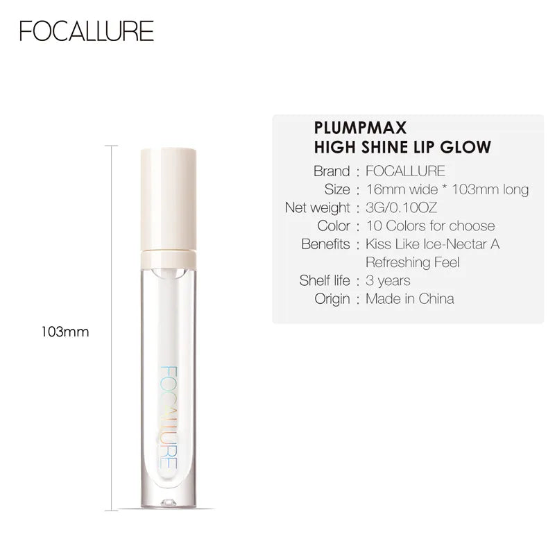 FOCALLURE Liquid Lipstick High Pigment Plumpling Lipgloss Waterproof Not-sticky Moisturizing Lip Balm Lip Tint Makeup Cosmetics