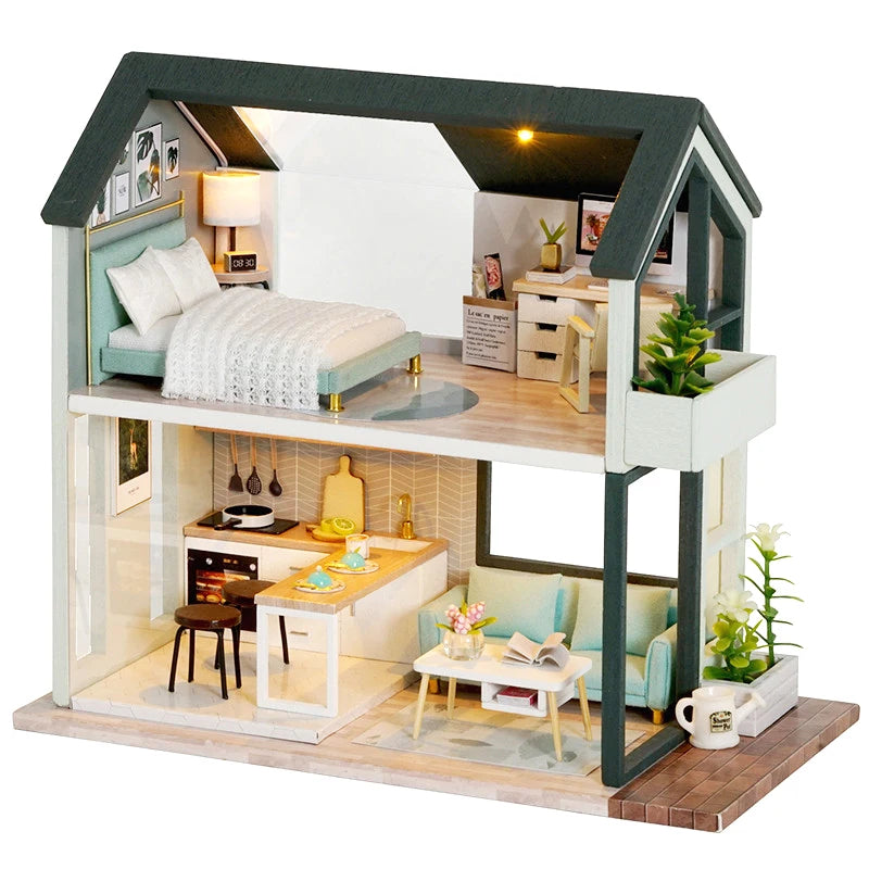 CUTEBEE Doll House Miniature DIY Dollhouse With Furnitures Wooden House Casa Diorama Toys For Children Birthday Gift Z007