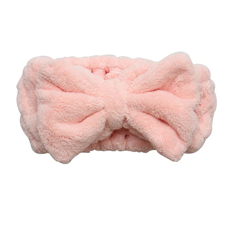 New Colorful Coral Fleece Wash Face Hairbands For Women Cute Soft Bow Makeup Elastic Hair Bands Headband Turban Hair Accessories