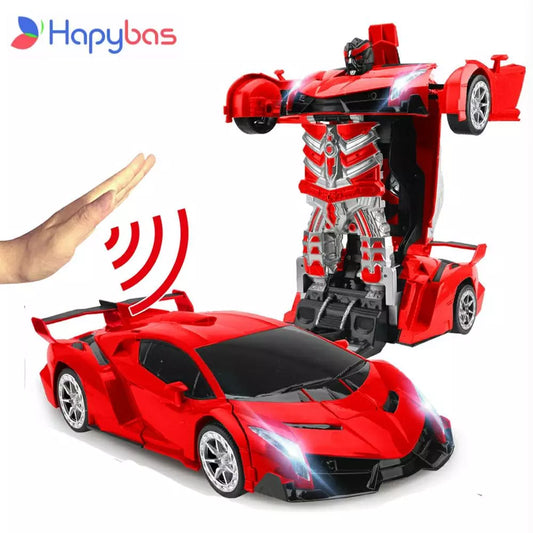 2.4Ghz Induction Transformation Robot Car 1:14 Deformation RC Car Toy led Light Electric Robot Models fightint Toys  Gifts