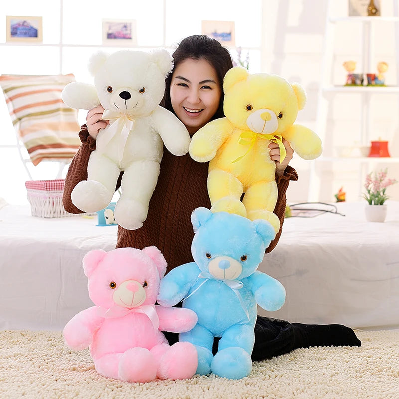 32-50cm Luminous Creative Light Up LED Teddy Bear Stuffed Animals Plush Toy Colorful Glowing Teddy Bear