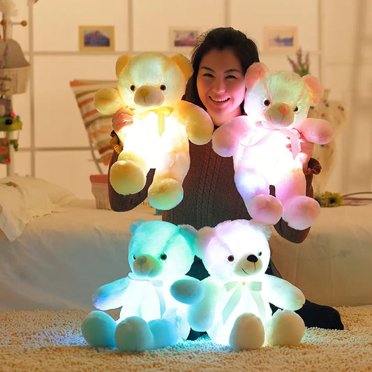 32-50cm Luminous Creative Light Up LED Teddy Bear Stuffed Animals Plush Toy Colorful Glowing Teddy Bear