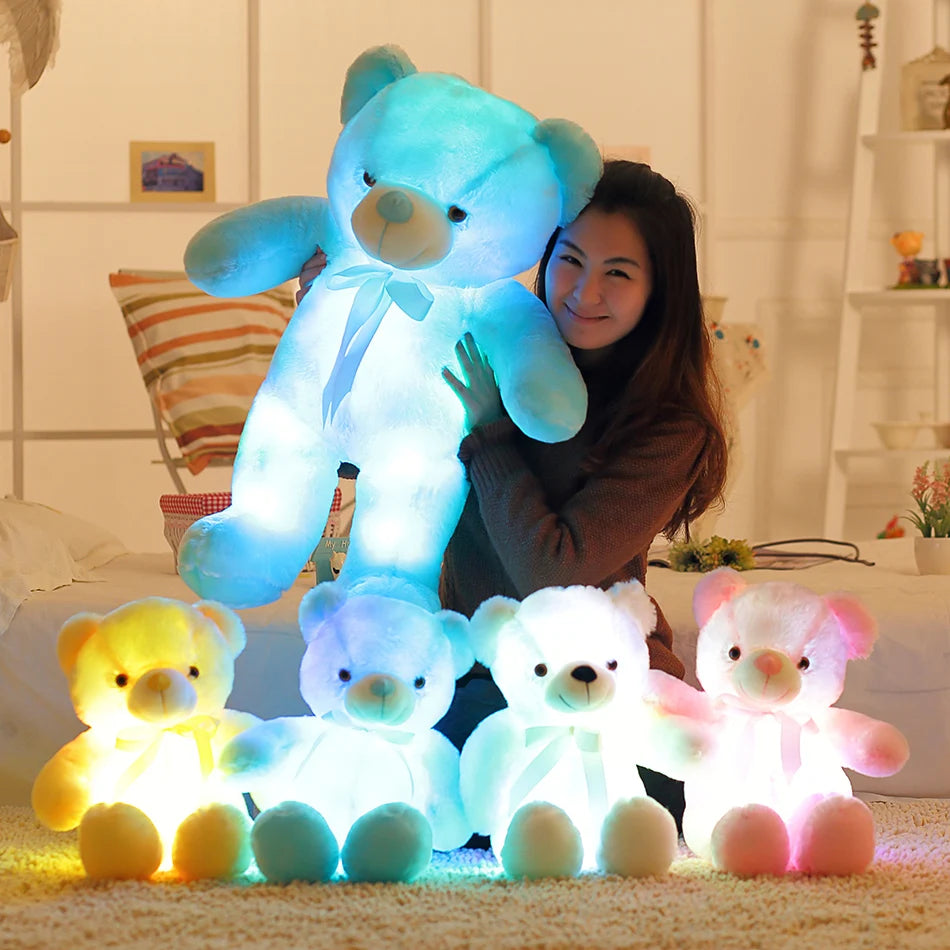 32-50cm Luminous Creative Light Up LED Teddy Bear Stuffed Animals Plush Toy Colorful Glowing Teddy Bear