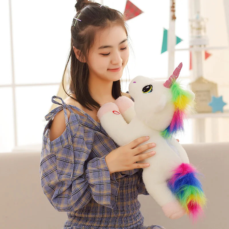 Kawaii 50CM Led Light Colourful Unicorn Plush Toy The Tail of the Rainbow Glowing Soft Present for Children Surprised Derocation