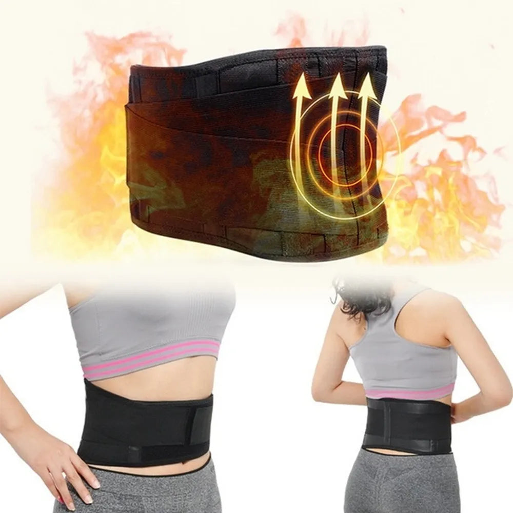 BYEPAIN Tourmaline Self-heating Magnetic Therapy Waist Support Belt Lumbar Back Waist Support Brace Double Banded Adjustable