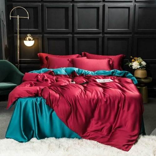 Sondeson Luxury 100% Silk Beauty Bedding Set 25 Momme Silk Duvet Cover