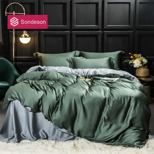 Sondeson Luxury 100% Silk Beauty Bedding Set 25 Momme Silk Duvet Cover