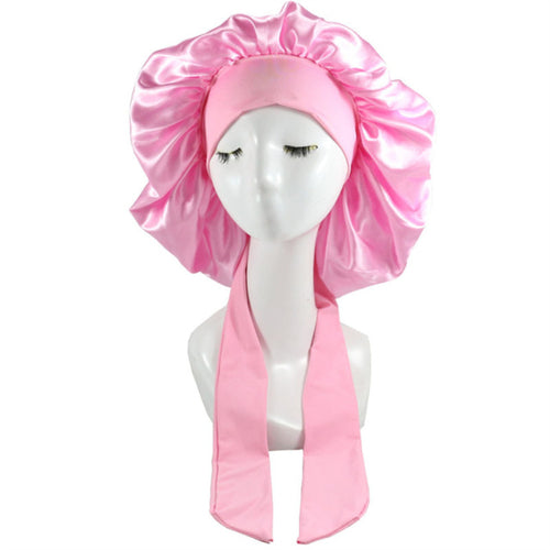 Women Satin Solid Sleeping Hat Night Sleep Cap Hair Care Bonnet