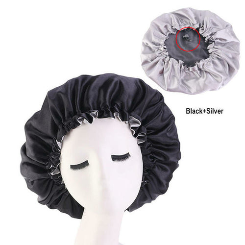 Women Satin Solid Sleeping Hat Night Sleep Cap Hair Care Bonnet