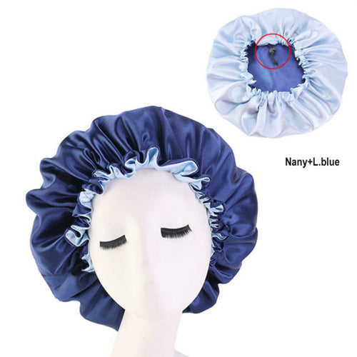 Women Satin Solid Sleeping Hat Night Sleep Cap Hair Care Bonnet