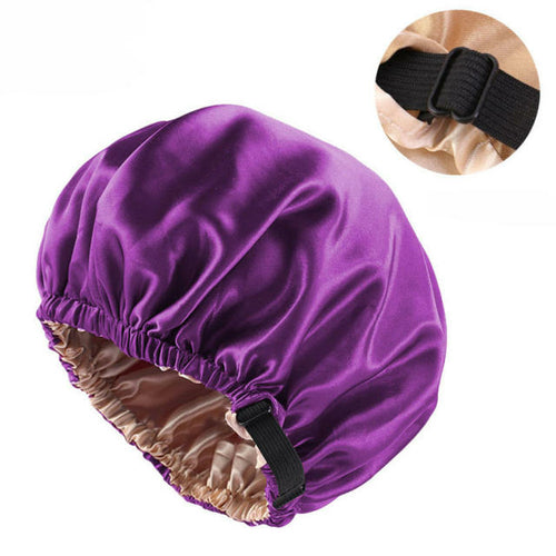 Women Satin Solid Sleeping Hat Night Sleep Cap Hair Care Bonnet