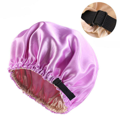 Women Satin Solid Sleeping Hat Night Sleep Cap Hair Care Bonnet