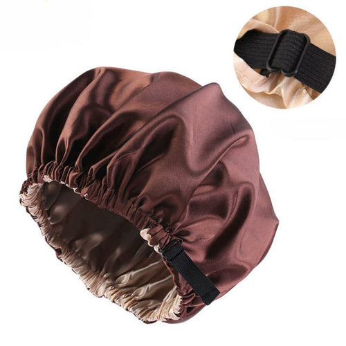 Women Satin Solid Sleeping Hat Night Sleep Cap Hair Care Bonnet