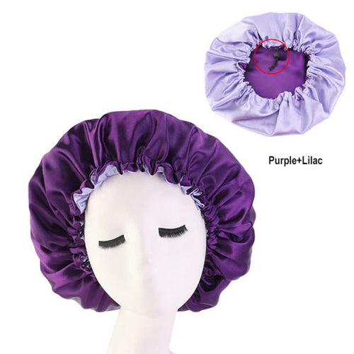 Women Satin Solid Sleeping Hat Night Sleep Cap Hair Care Bonnet