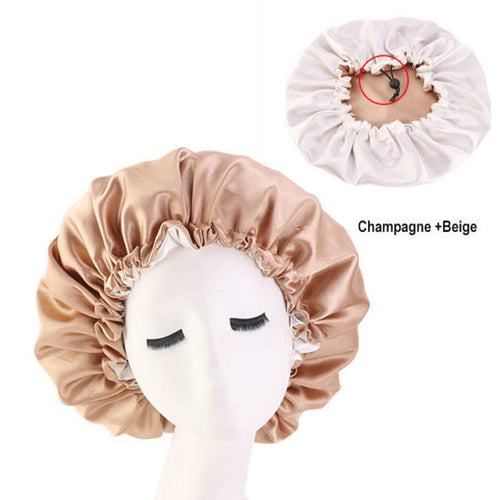 Women Satin Solid Sleeping Hat Night Sleep Cap Hair Care Bonnet