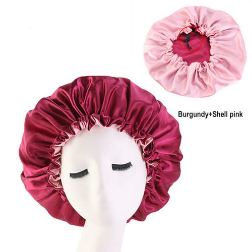 Women Satin Solid Sleeping Hat Night Sleep Cap Hair Care Bonnet