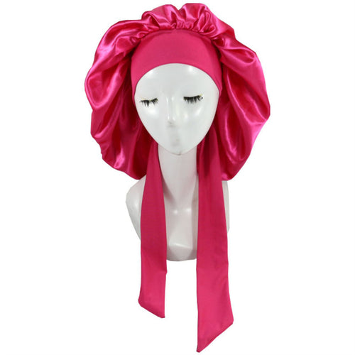 Women Satin Solid Sleeping Hat Night Sleep Cap Hair Care Bonnet