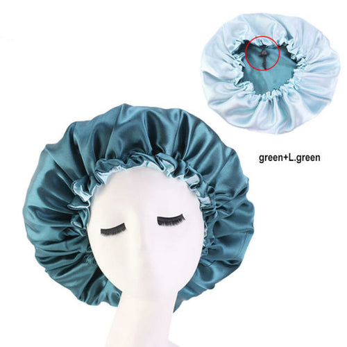 Women Satin Solid Sleeping Hat Night Sleep Cap Hair Care Bonnet