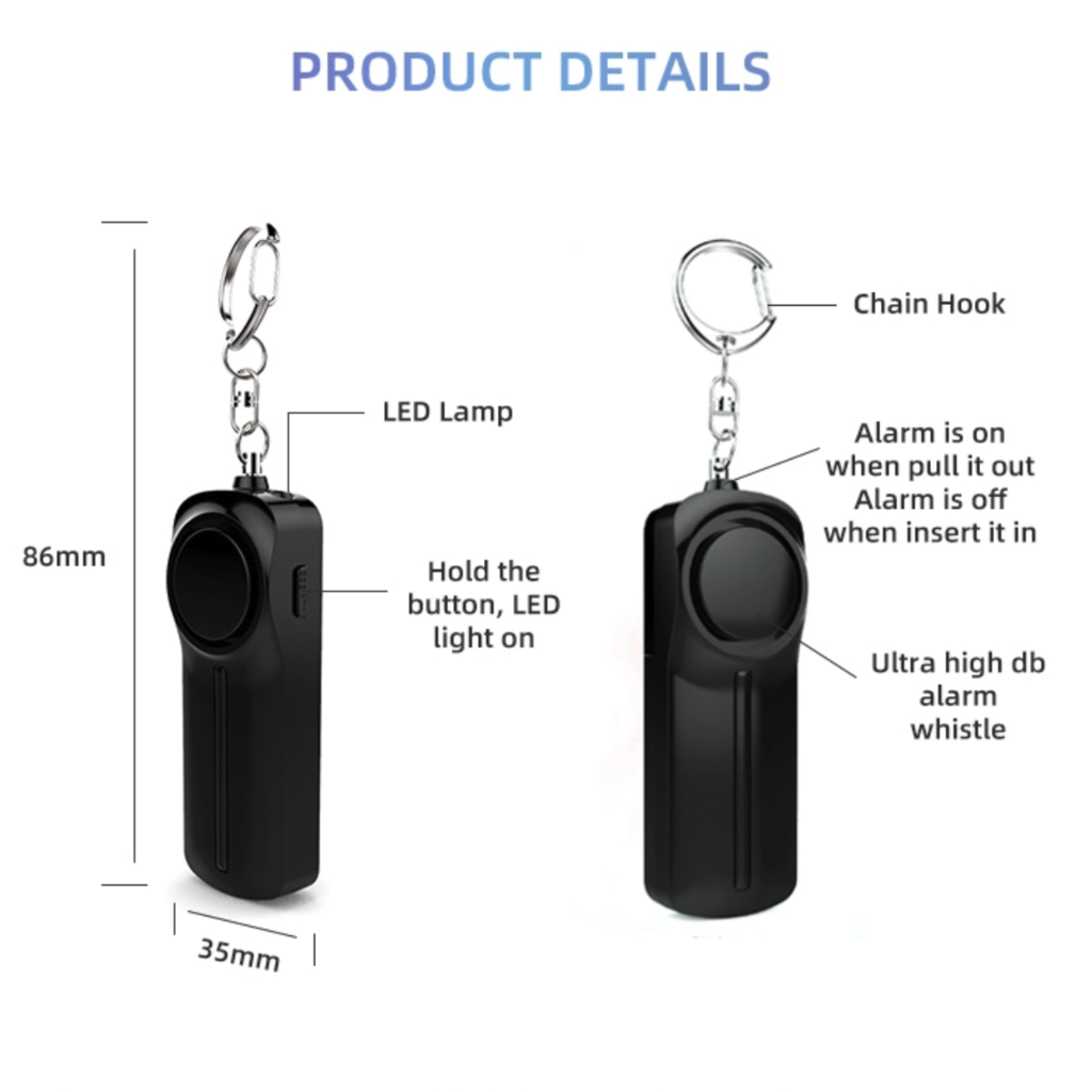 Self Defense Personal Alarm Keychain with LED Light