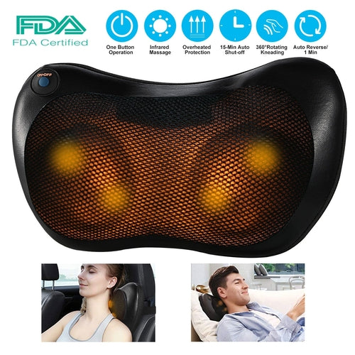 Back Neck Massage Pillow Kneading Massager In-Car Thermotherapy