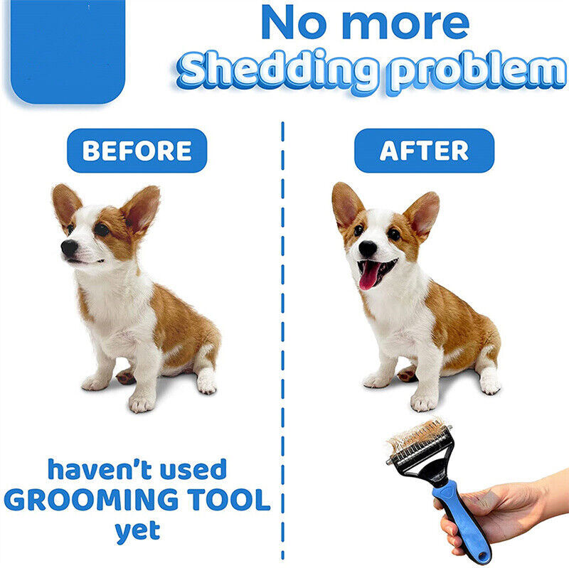 Grooming Brush For Pet Dog Cat Deshedding Tool Rake Comb Fur Remover