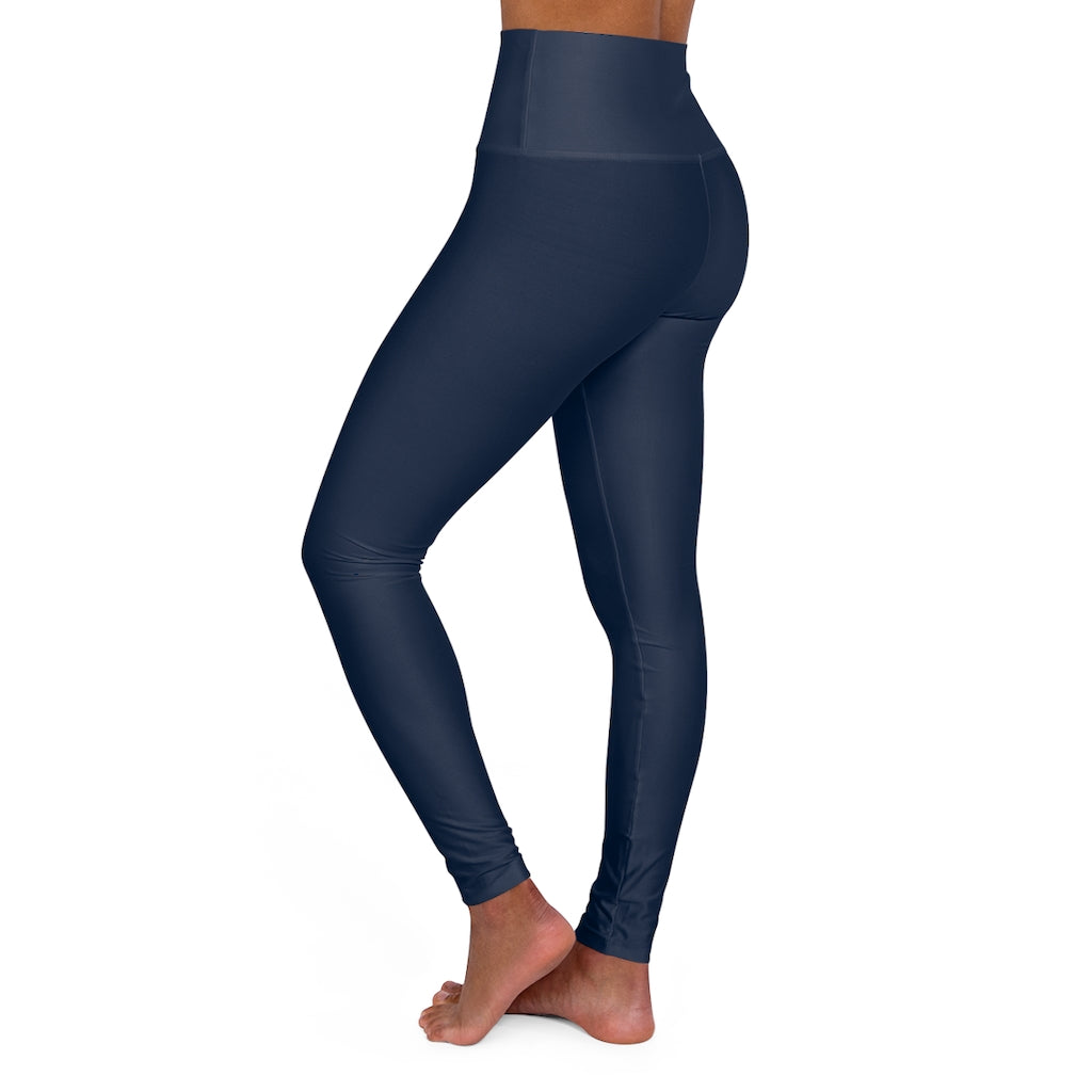 Womens Yoga Leggings - High Waist / Navy Blue Fitness Pants